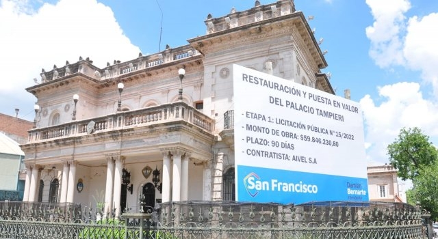 Palacio Tampieri: avanza la 1º etapa de la restauración y puesta en valor del emblemático edificio de la ciudad