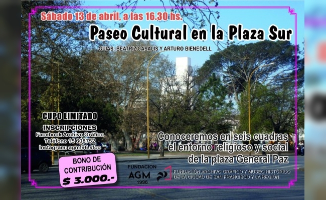 Paseo cultural: este sábado 13 de abril en la Plaza General Paz