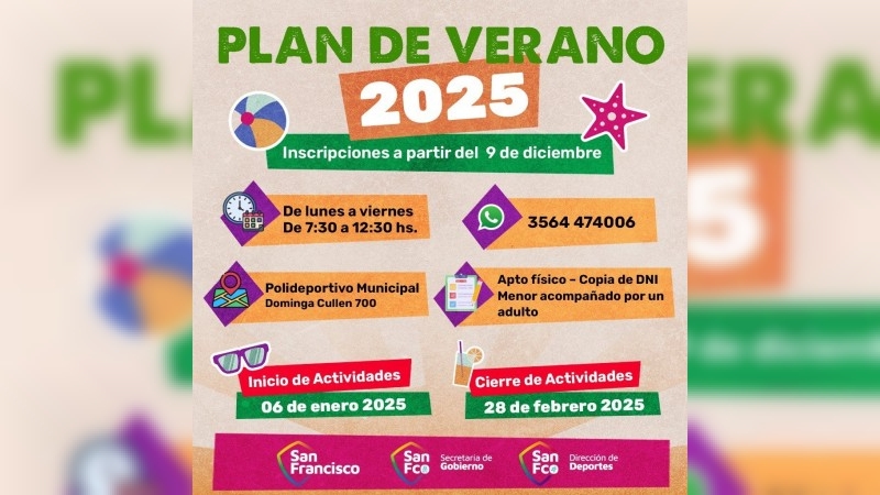 Comenzaron las inscripciones para el Plan Municipal de Verano