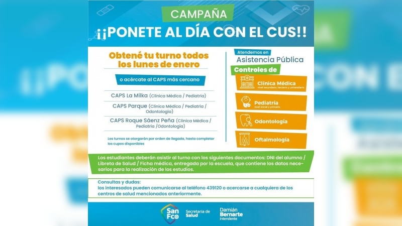Ponete al día con el CUS: Entrega de Certificados Únicos de Salud
