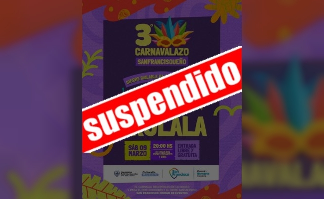 Por lluvias, se suspende el Carnavalazo Sanfrancisqueño