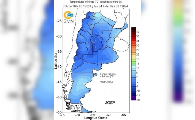 El centro del país fue la región más fría esta mañana: San Francisco -2.7º