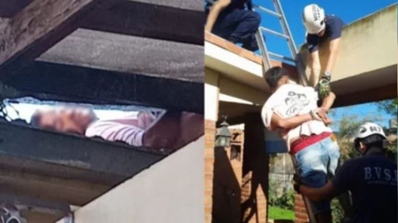 Entró a robar por el techo, quedó atrapado y lo tuvieron que sacar los bomberos