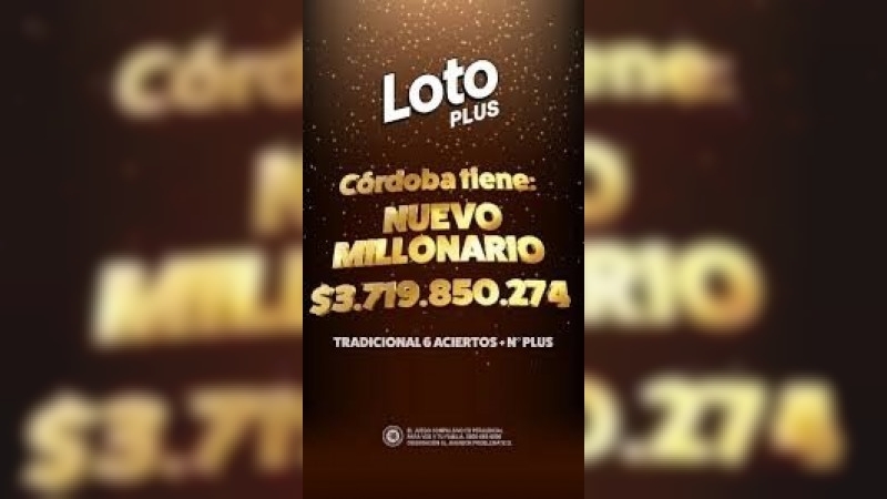 Un nuevo millonario: ganó más de $ 3.000 millones con el Loto Plus