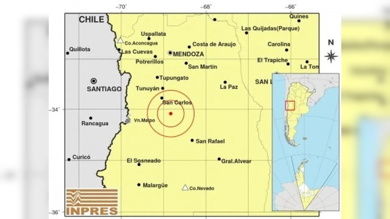 Fuerte sismo sacude Mendoza: alcanzó magnitud 5 en la escala de Richter