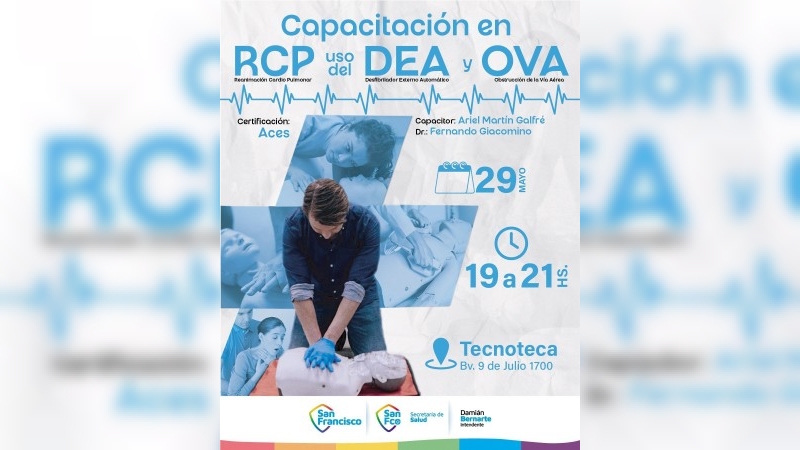 Se realizará una capacitación gratuita en RCP el próximo Jueves 29