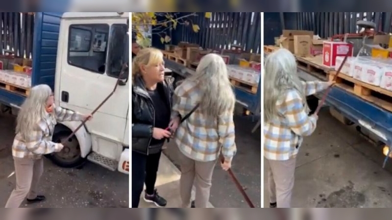 Una mujer discutió con un chofer y le destrozó el camión con un fierro