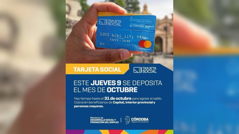 Tarjeta Social: este jueves 9 se acredita el monto de octubre