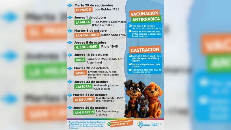 San Francisco contin&uacute;a con la campa&ntilde;a gratuita de vacunaci&oacute;n y castraci&oacute;n de perros y gatos